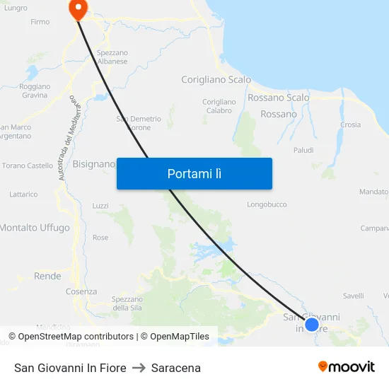 San Giovanni In Fiore to Saracena map