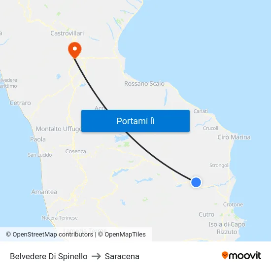 Belvedere Di Spinello to Saracena map