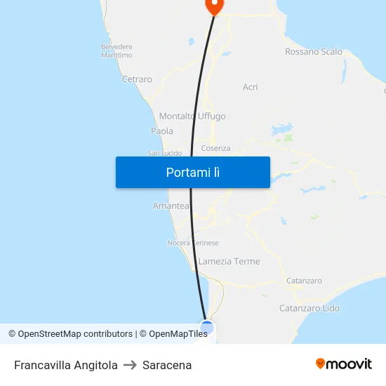 Francavilla Angitola to Saracena map