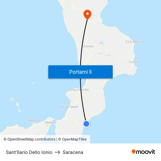 Sant'Ilario Dello Ionio to Saracena map