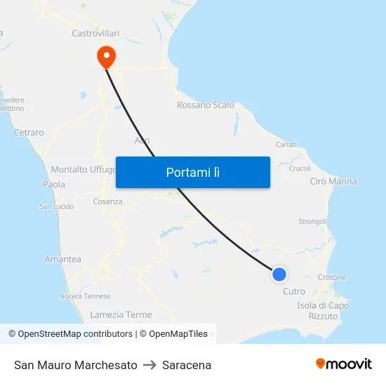 San Mauro Marchesato to Saracena map