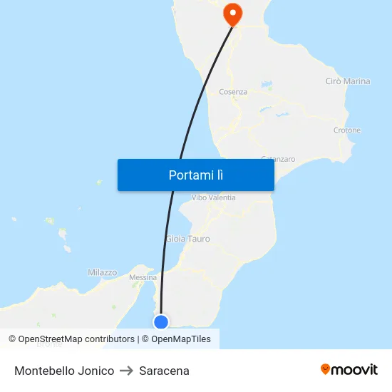 Montebello Jonico to Saracena map