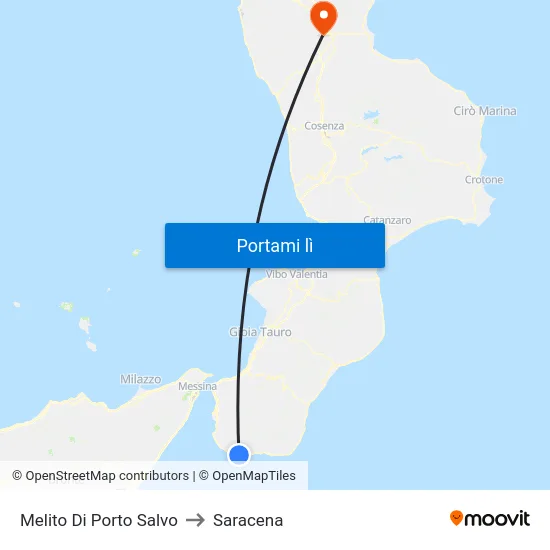 Melito Di Porto Salvo to Saracena map
