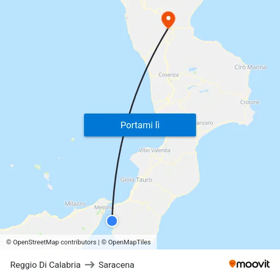 Reggio Di Calabria to Saracena map