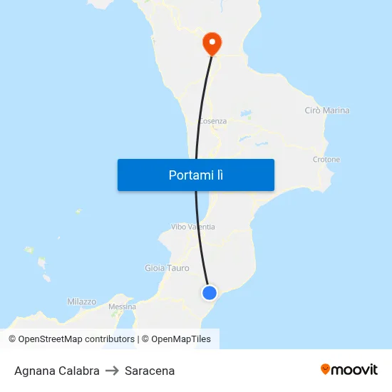 Agnana Calabra to Saracena map