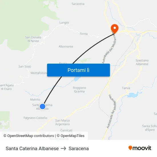 Santa Caterina Albanese to Saracena map
