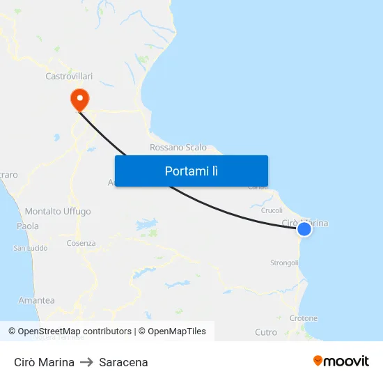 Cirò Marina to Saracena map