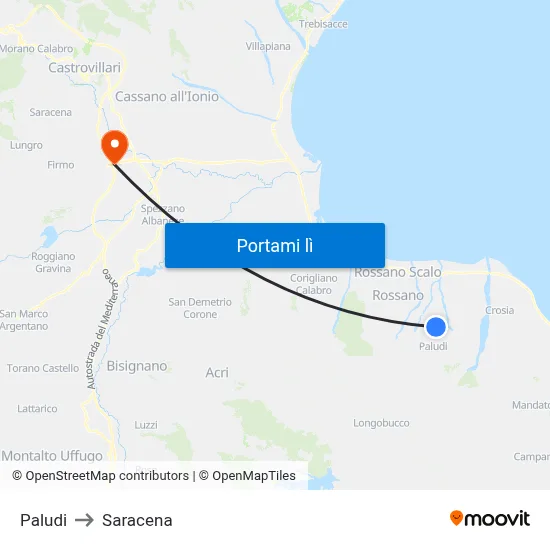 Paludi to Saracena map