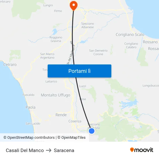 Casali Del Manco to Saracena map