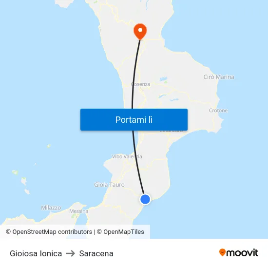 Gioiosa Ionica to Saracena map