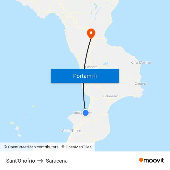 Sant'Onofrio to Saracena map