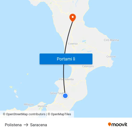 Polistena to Saracena map