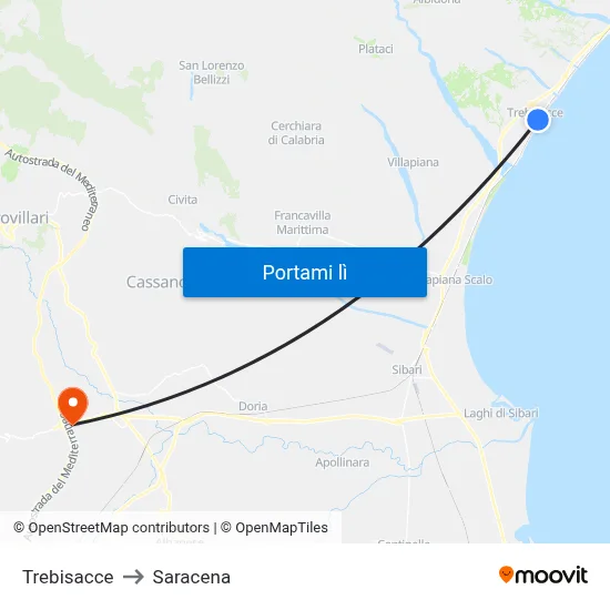 Trebisacce to Saracena map