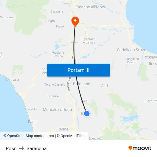 Rose to Saracena map