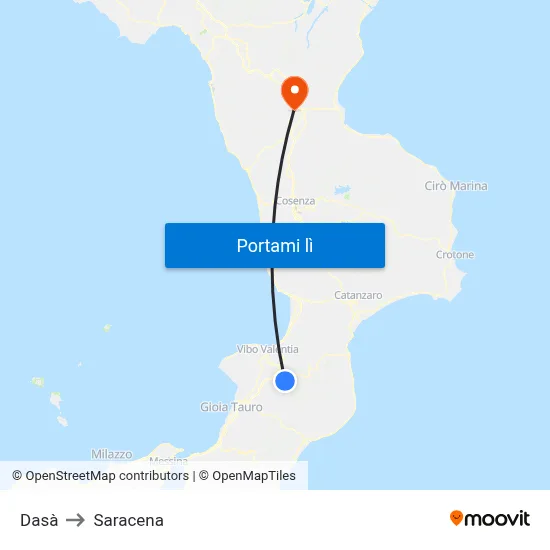 Dasà to Saracena map