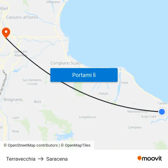 Terravecchia to Saracena map