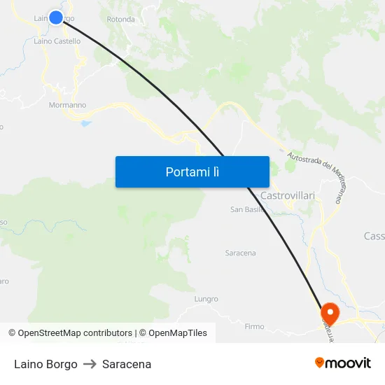 Laino Borgo to Saracena map