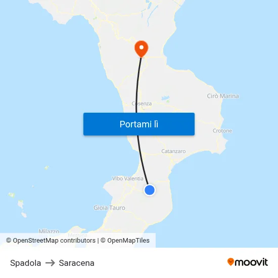 Spadola to Saracena map