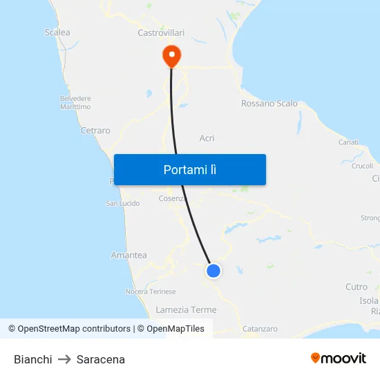 Bianchi to Saracena map