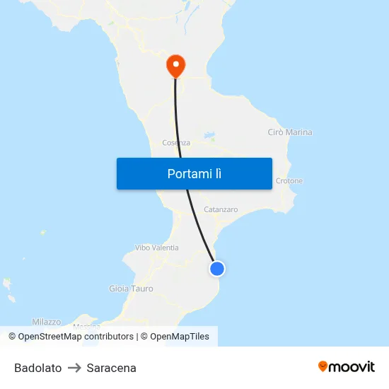 Badolato to Saracena map