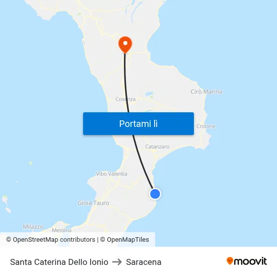 Santa Caterina Dello Ionio to Saracena map