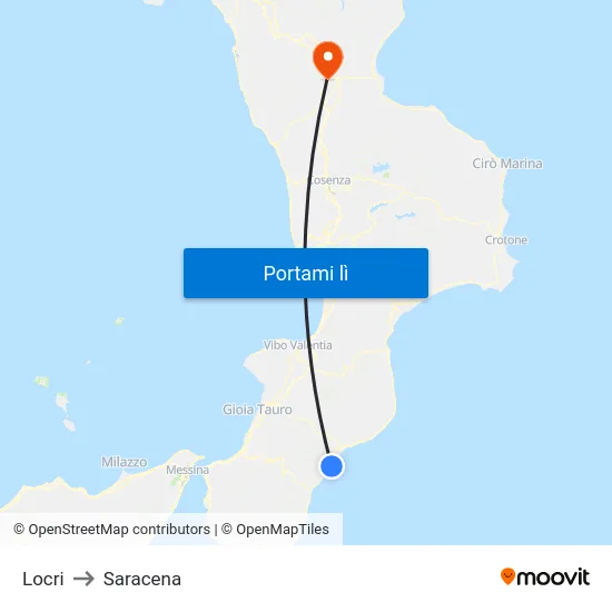 Locri to Saracena map