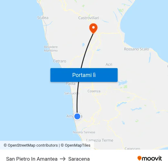 San Pietro In Amantea to Saracena map
