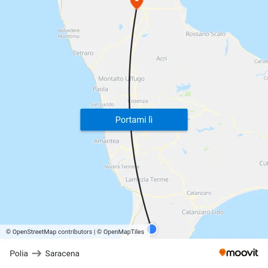 Polia to Saracena map