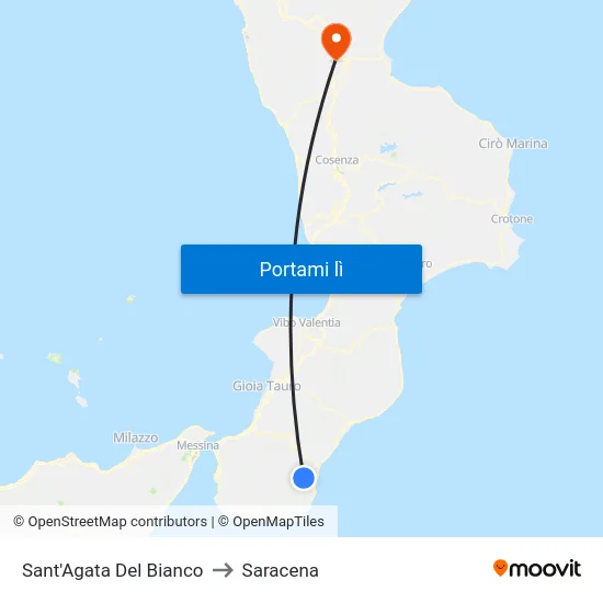Sant'Agata Del Bianco to Saracena map