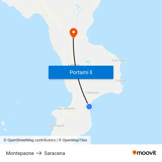 Montepaone to Saracena map
