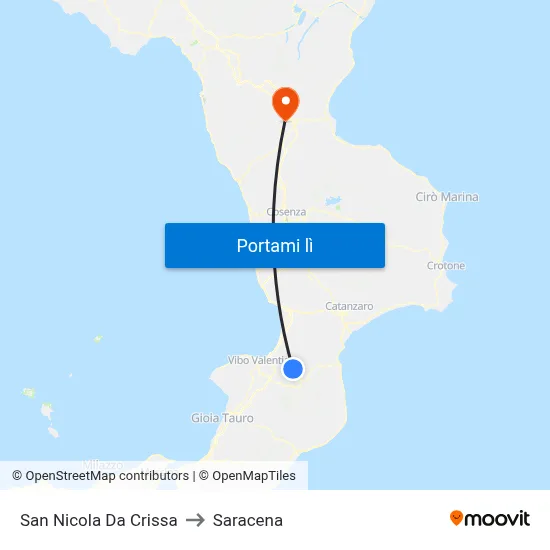 San Nicola Da Crissa to Saracena map