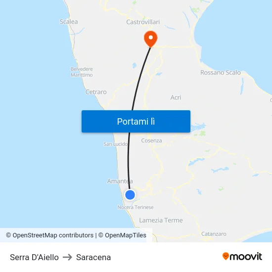 Serra D'Aiello to Saracena map