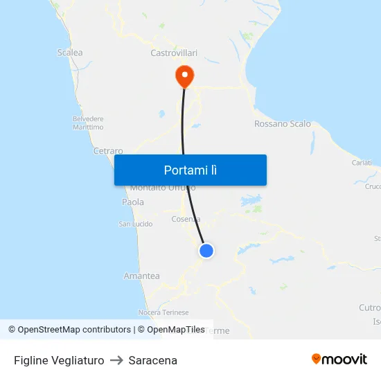 Figline Vegliaturo to Saracena map