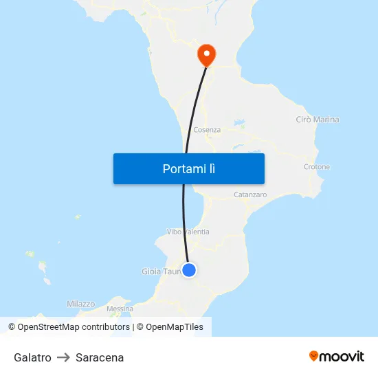 Galatro to Saracena map