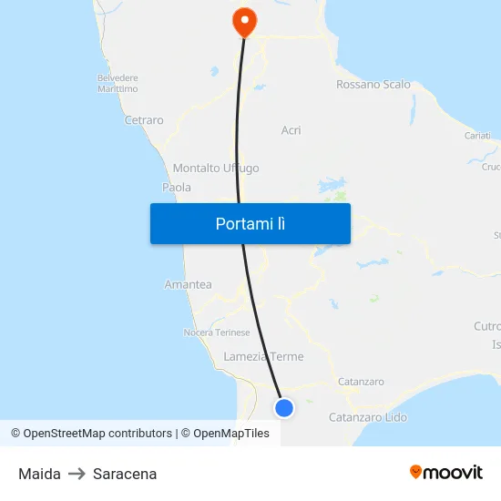Maida to Saracena map