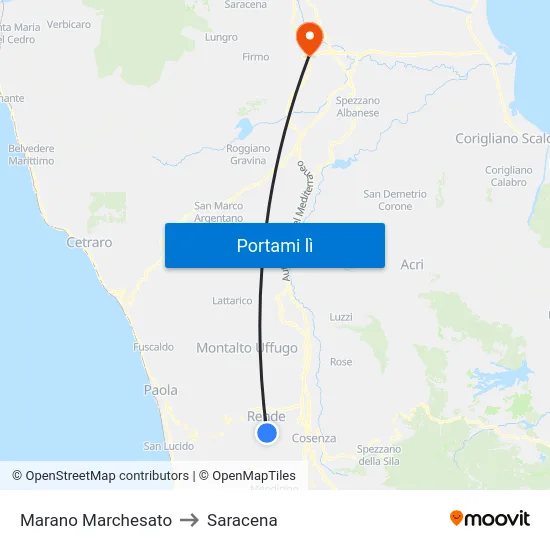 Marano Marchesato to Saracena map