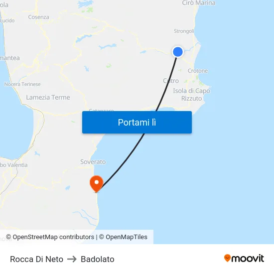 Rocca Di Neto to Badolato map