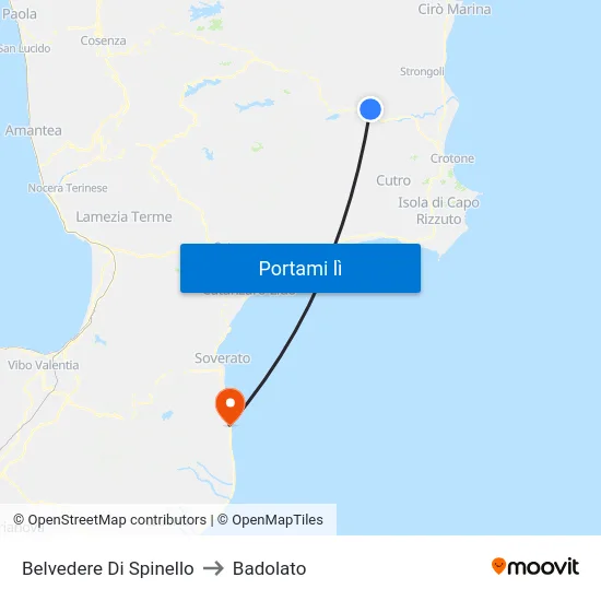 Belvedere Di Spinello to Badolato map