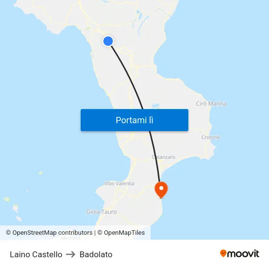 Laino Castello to Badolato map