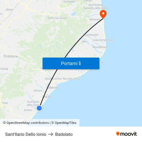 Sant'Ilario Dello Ionio to Badolato map