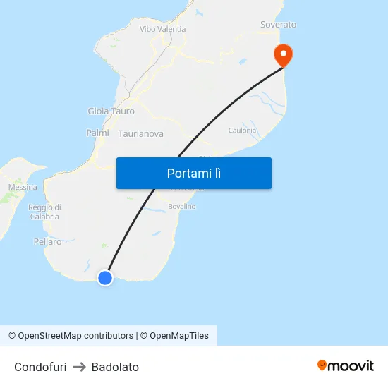 Condofuri to Badolato map