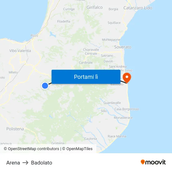 Arena to Badolato map