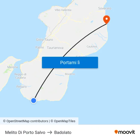 Melito Di Porto Salvo to Badolato map