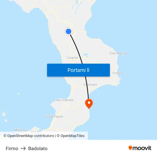 Firmo to Badolato map