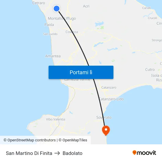 San Martino Di Finita to Badolato map
