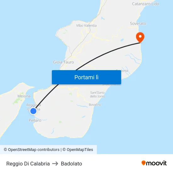 Reggio Di Calabria to Badolato map
