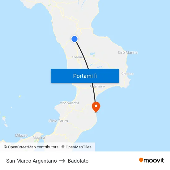 San Marco Argentano to Badolato map