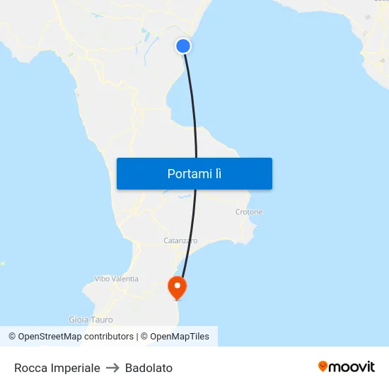 Rocca Imperiale to Badolato map