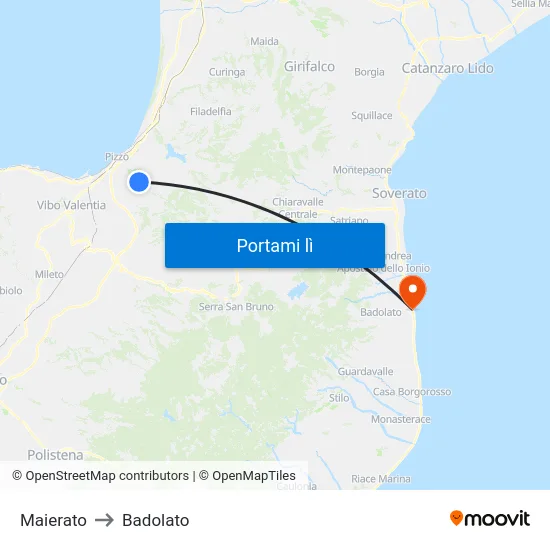 Maierato to Badolato map