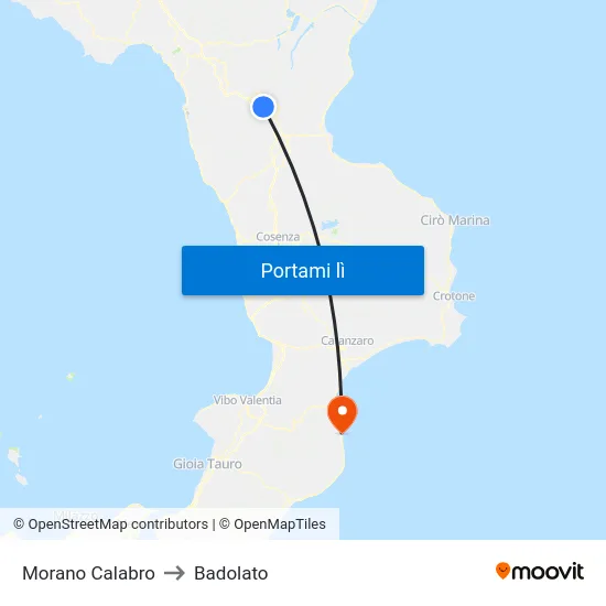 Morano Calabro to Badolato map